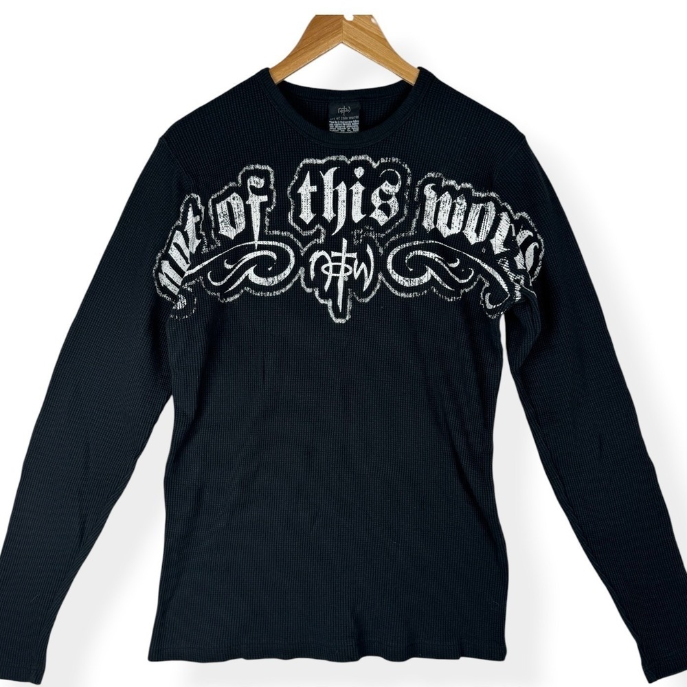 Not Of This World NOTW Waffle Knit Christian Shirt Size Medium Y2K‎ Grunge Jesus